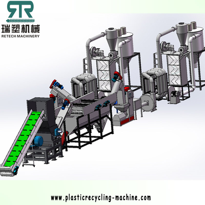 Plastic PET PP PE Sinking Floating Washing Sorting Separation Recycling Line with color separator