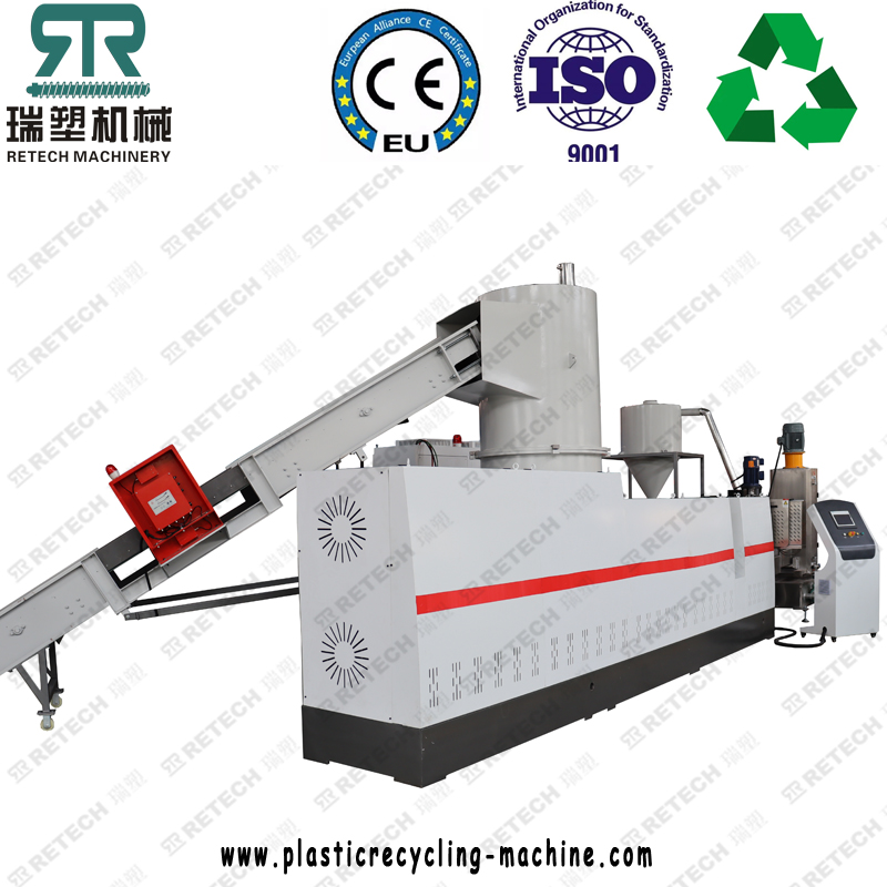 PP Woven Bags Raffia Fiber Fabric Shredding Compacting Extruding Double Stage Die Face Pelletizing Line